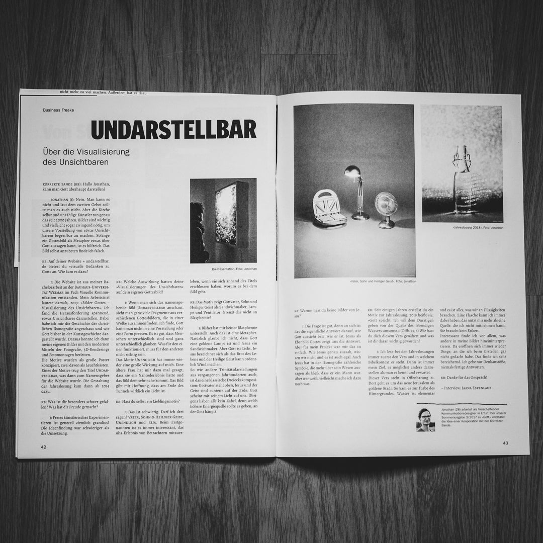 Interview im Magazin „Korrekte Bande“ der Jesus Freaks - Undarstellbar