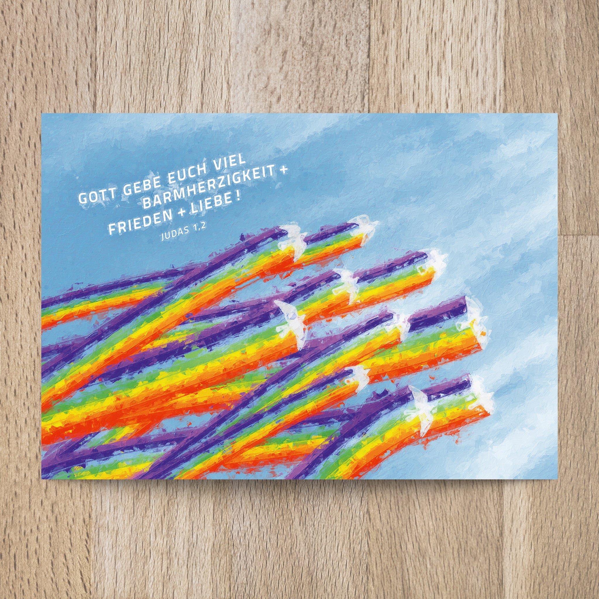 Postkarte Gott gebe euch viel Barmherzigkeit und Frieden und Liebe - Undarstellbar