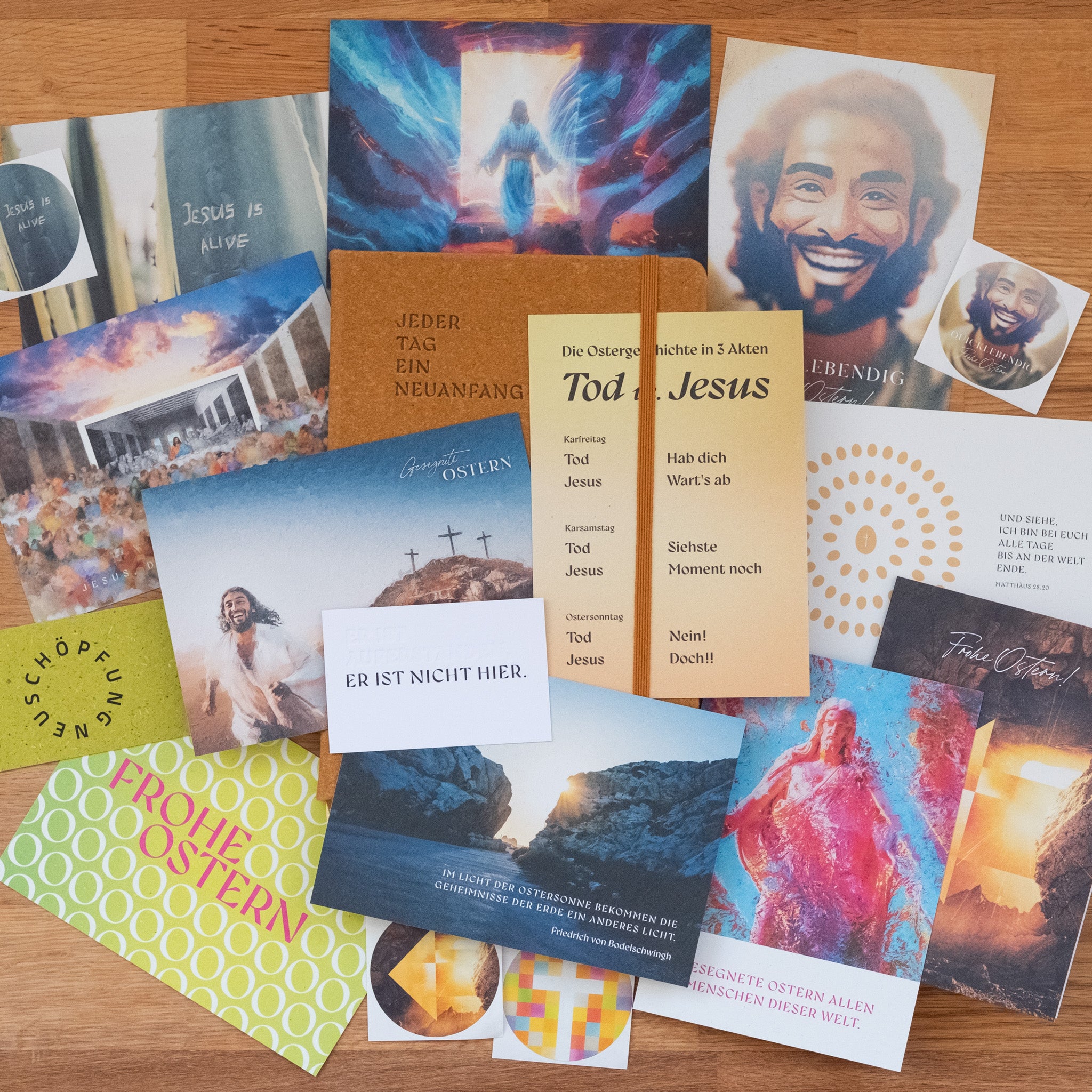 Osterkollektion Super-Set: 1 Notizbuch + 10 Postkarten + 1 Faltkarte + 2 MiniCards + 4x5 Sticker