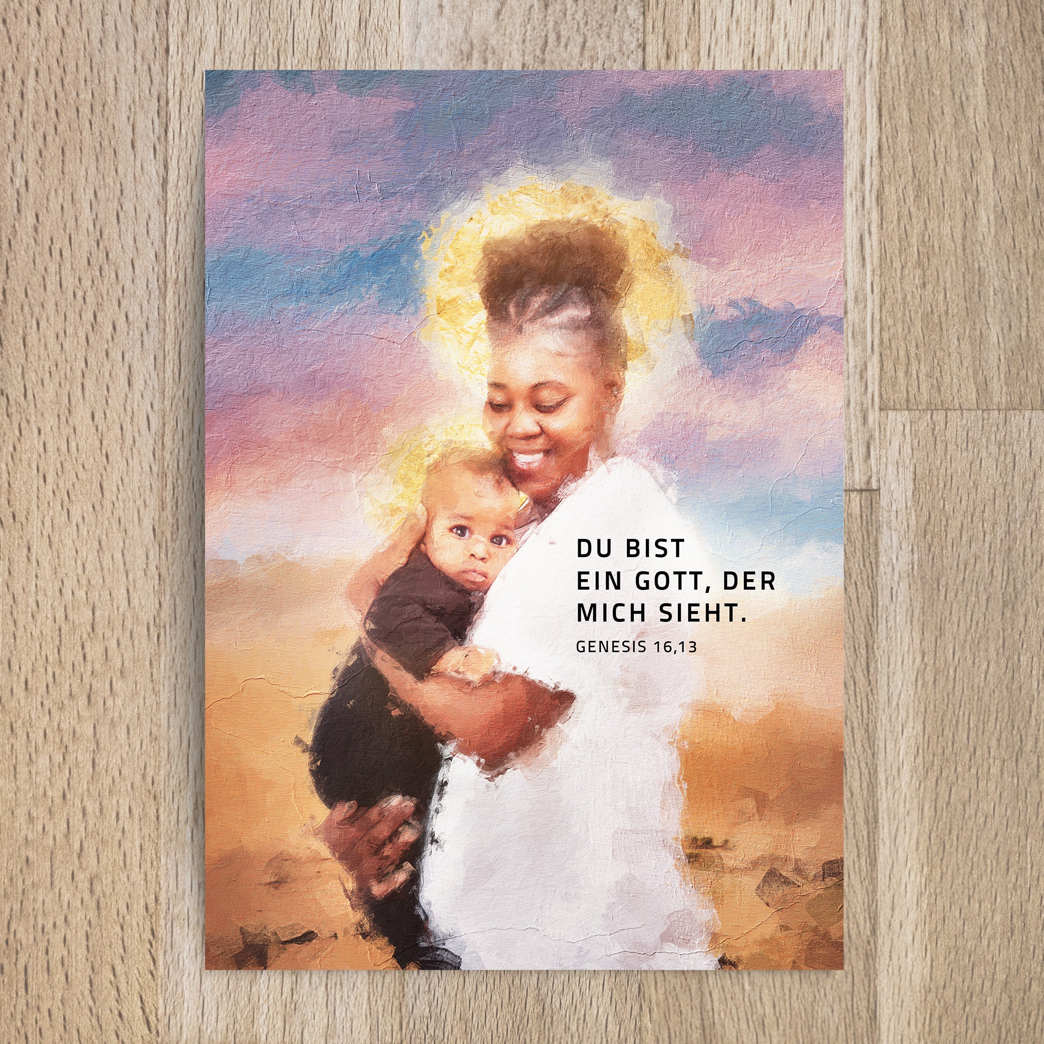 Postkarte Du bist ein Gott, der mich sieht. Motiv Liebende Mutter - Undarstellbar