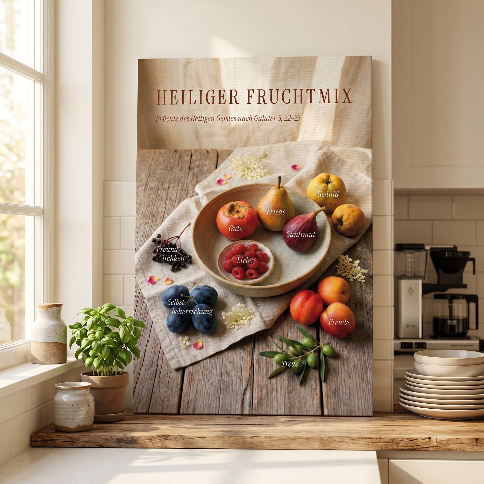 Leinwand Heiliger Fruchtmix – Früchte des Heiligen Geistes