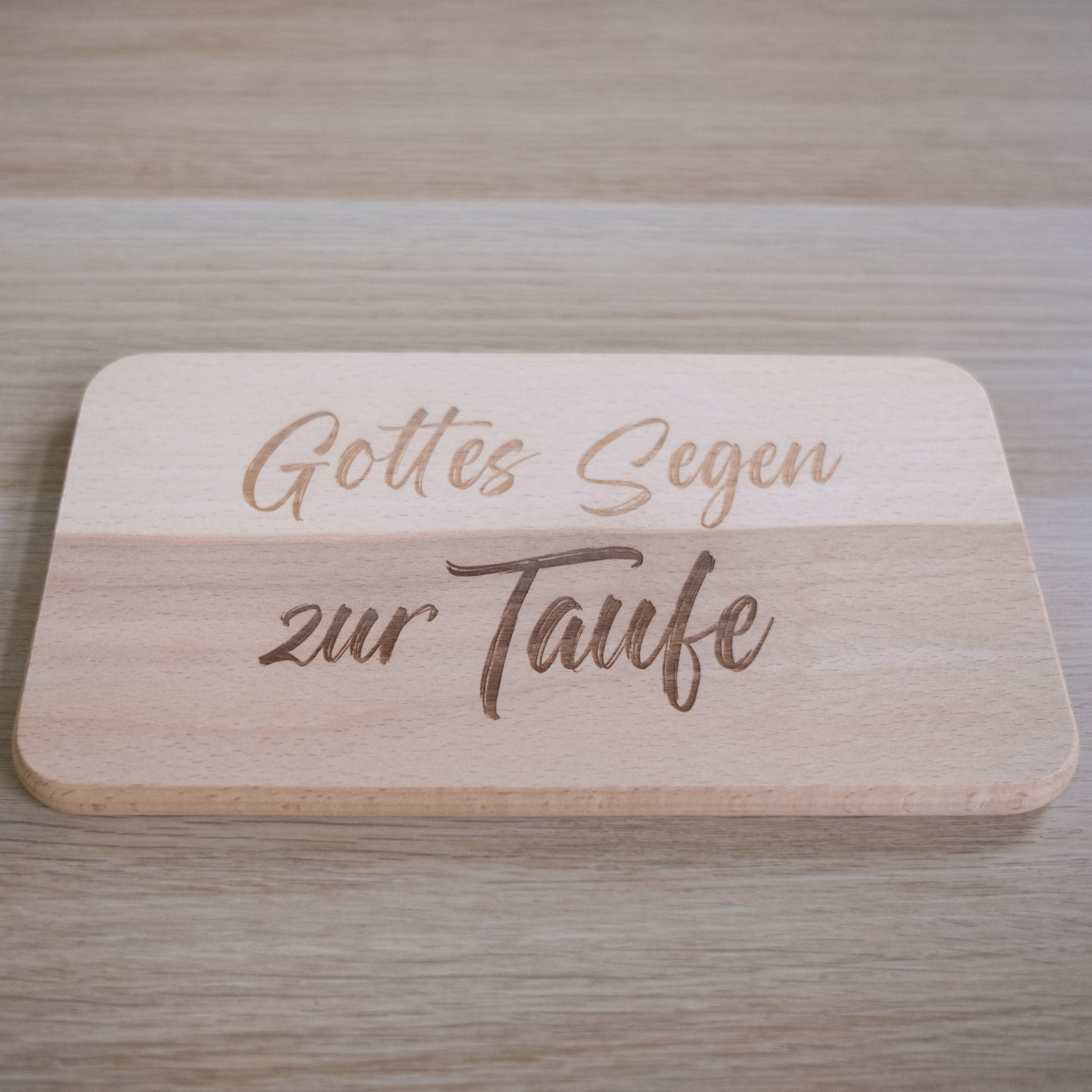 Frühstücksbrett Gottes Segen zur Taufe. Taufgeschenk