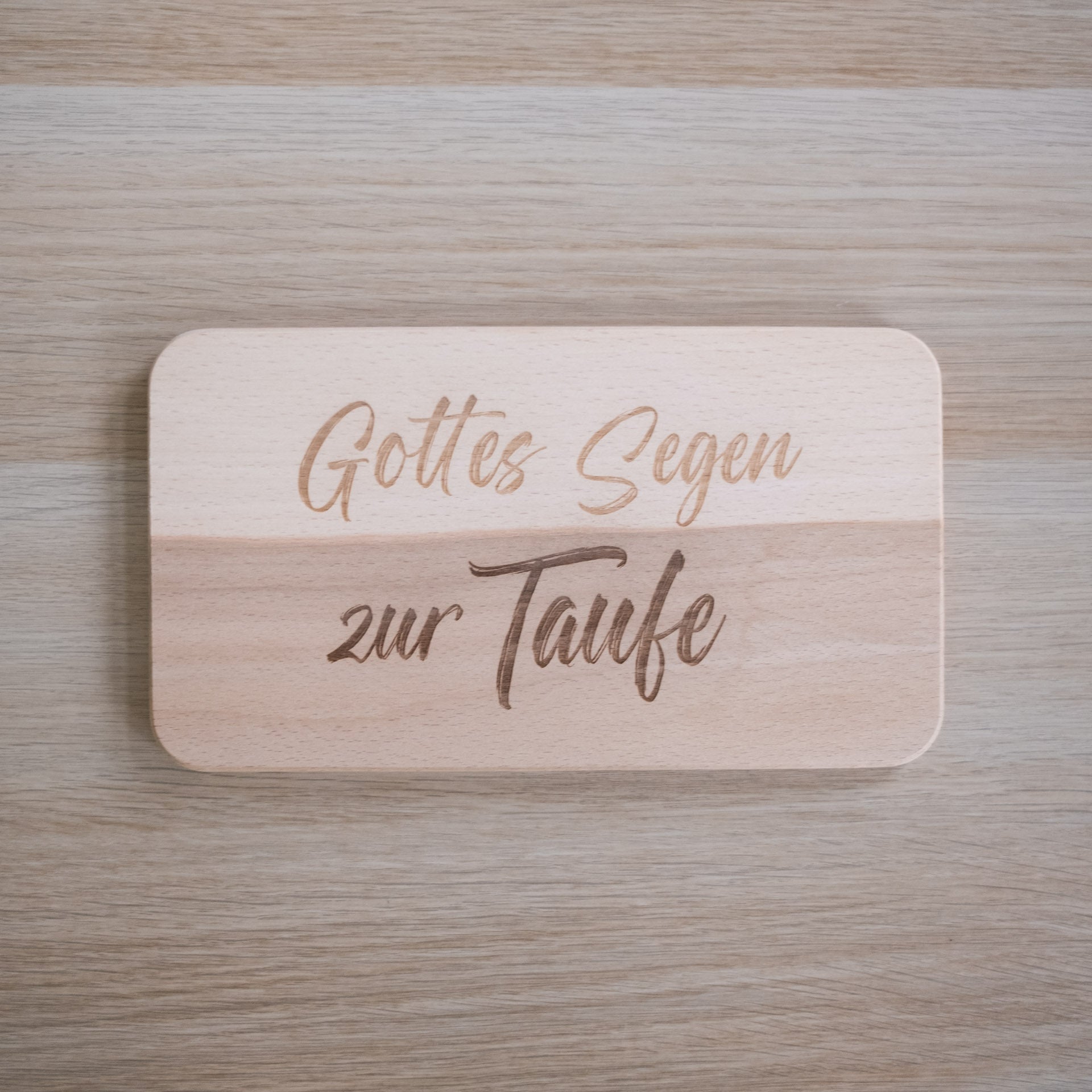 Frühstücksbrett Gottes Segen zur Taufe. Taufgeschenk