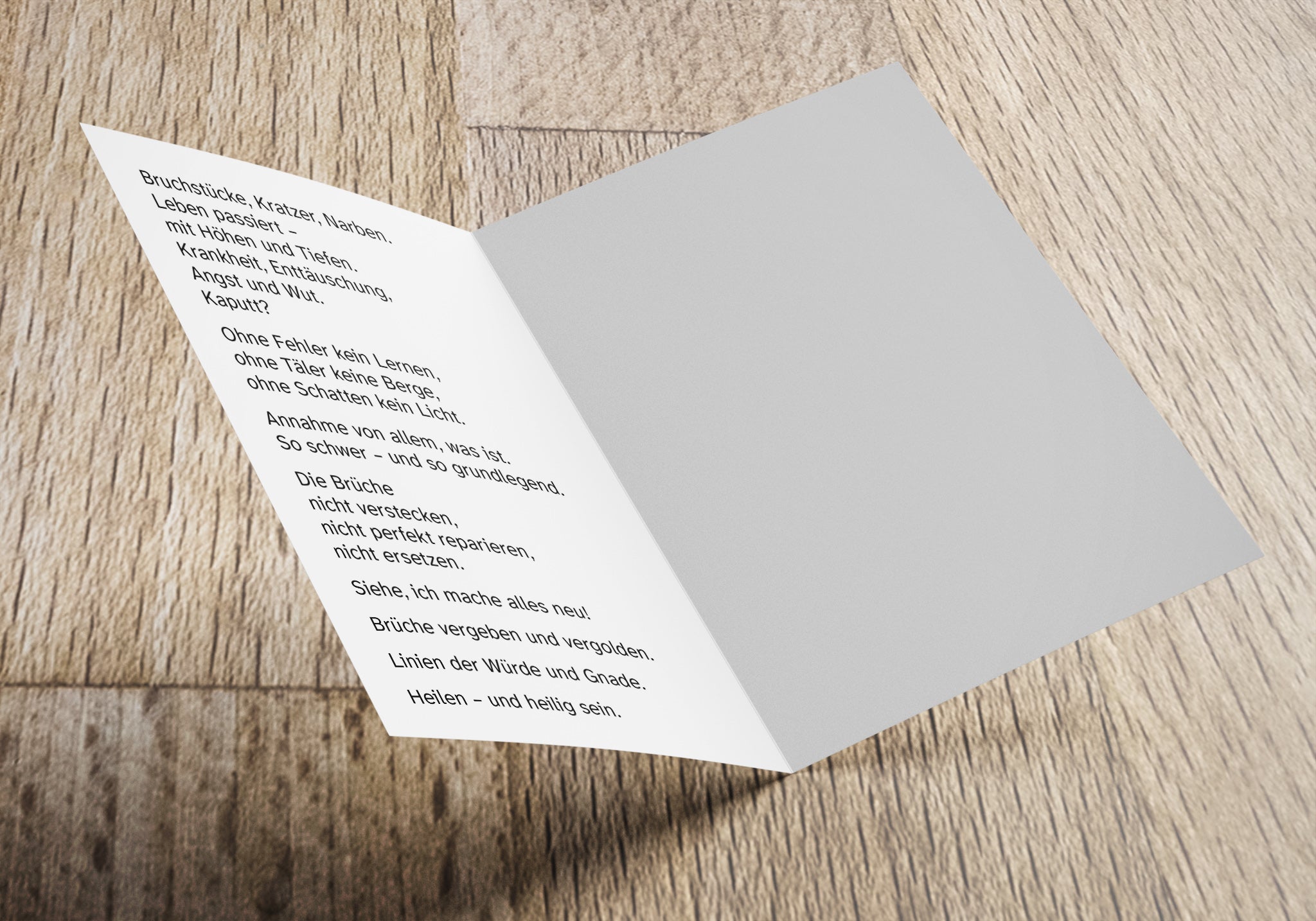 Grußkarte Jahreslosung 2026 mit Gedicht Großdruck Motiv Kintsugi