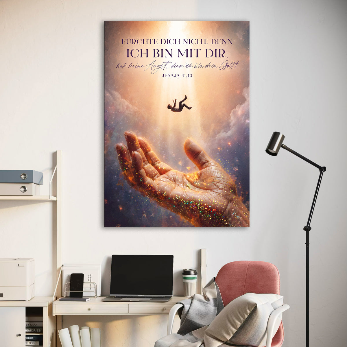 Christliche Wandbilder als Leinwand zur Jahreslosung 2027 (Jesaja 41,10 (E)): Fürchte dich nicht, denn ich bin mit dir; hab keine Angst, denn ich bin dein Gott!