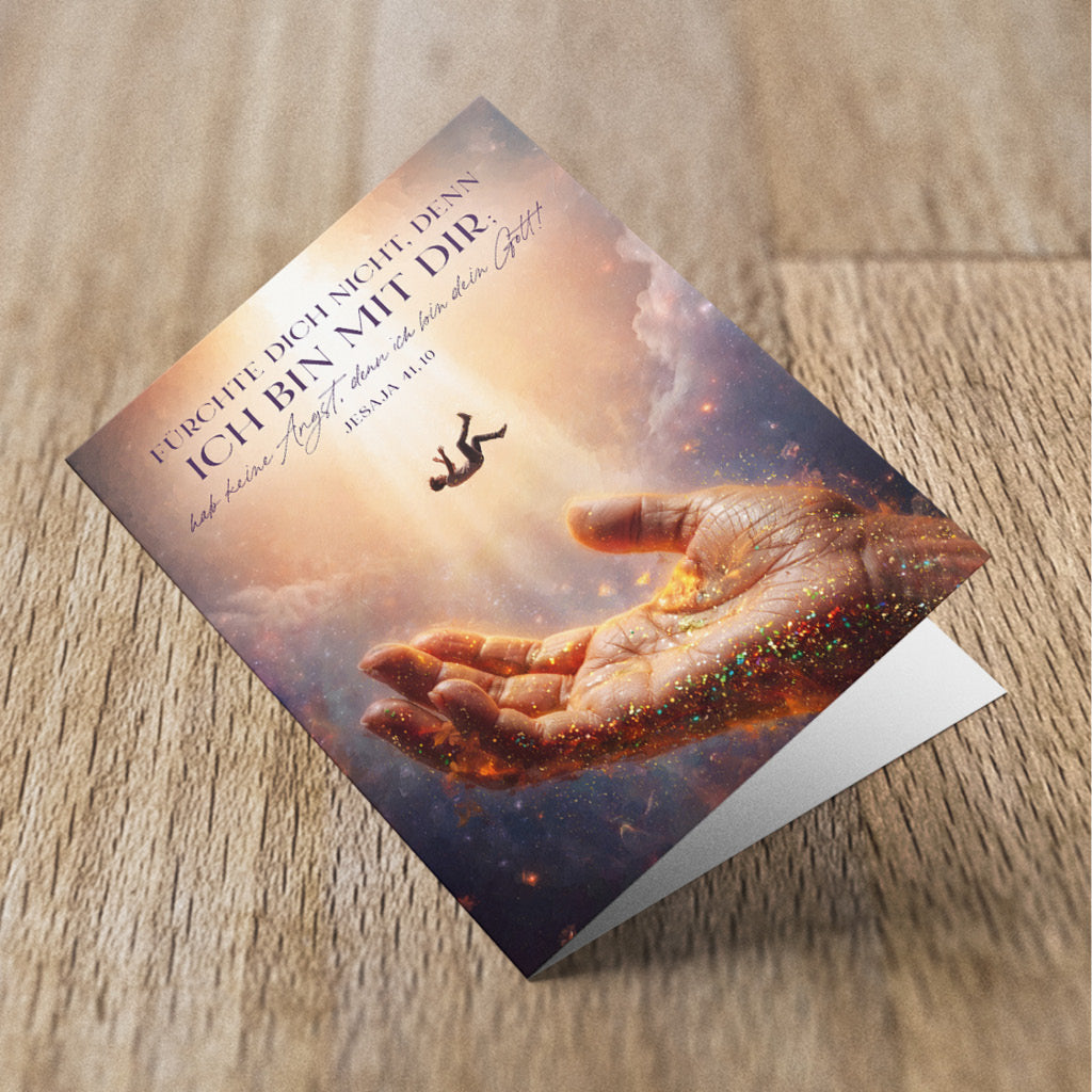 Grußkarte Jahreslosung 2027 Motiv Hand Gottes mit Großdruck Text