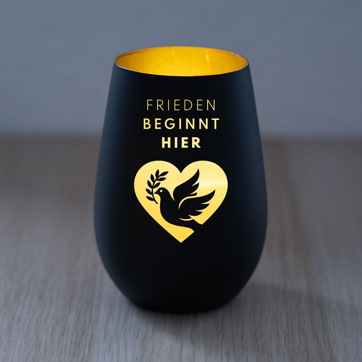 Windlicht Frieden beginnt hier