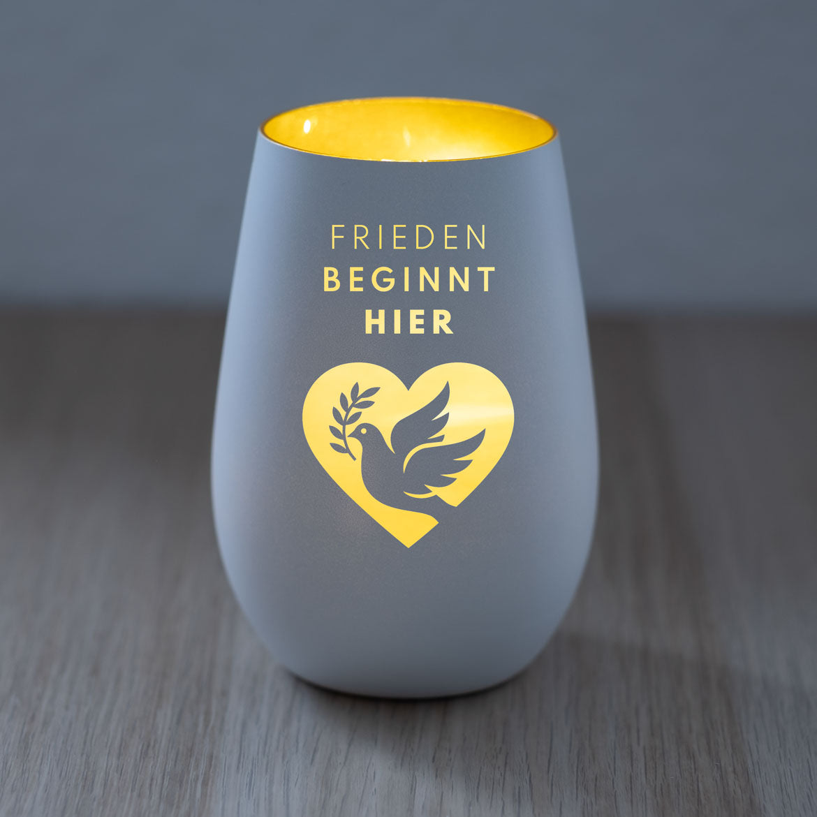 Windlicht Frieden beginnt hier