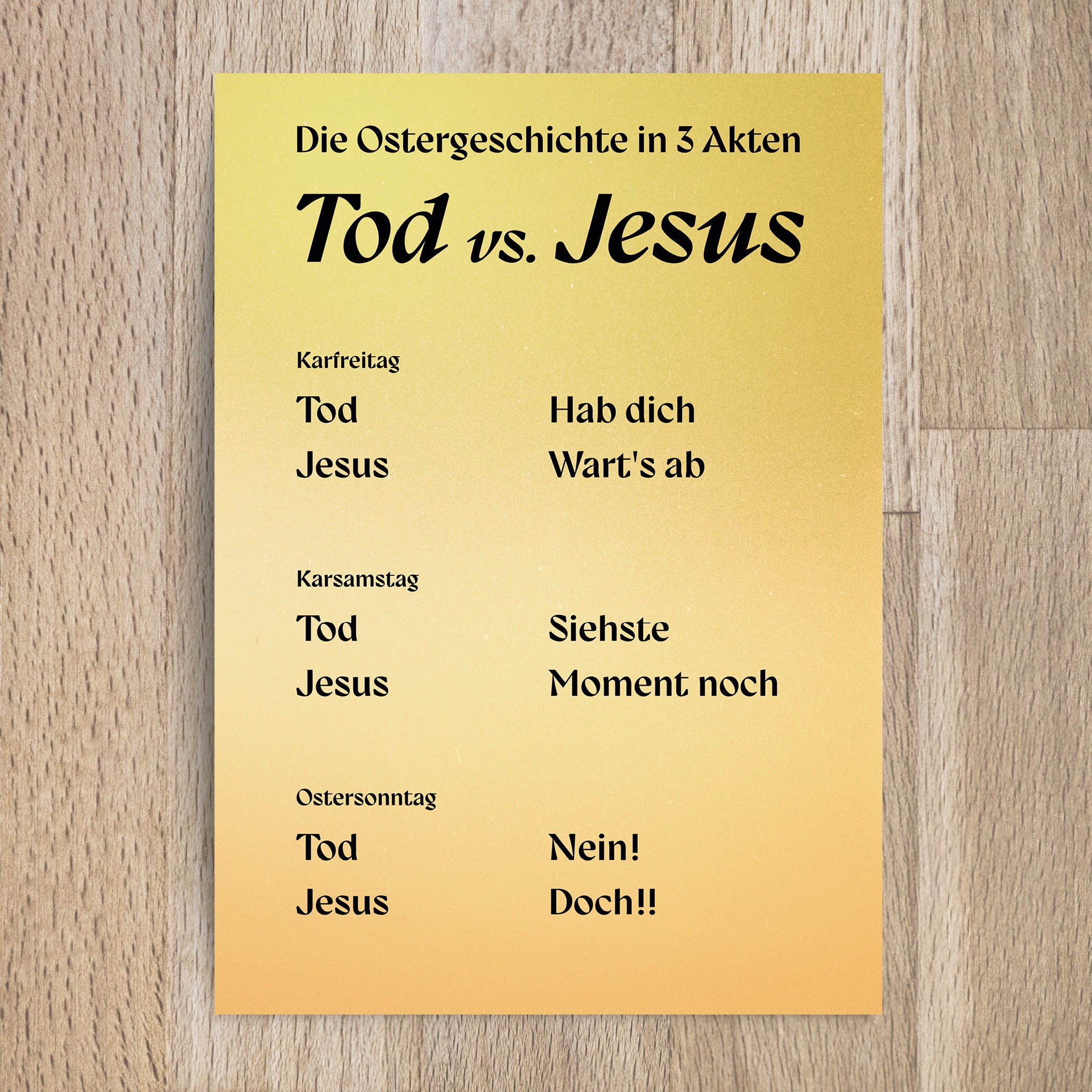 Postkarte Tod vs. Jesus - Undarstellbar