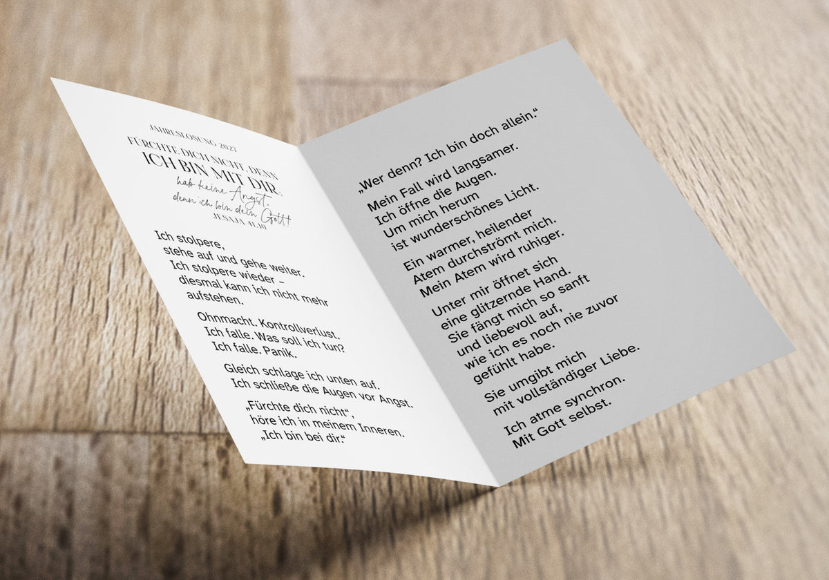 Grußkarte Jahreslosung 2027 Motiv Hand Gottes mit Großdruck Text
