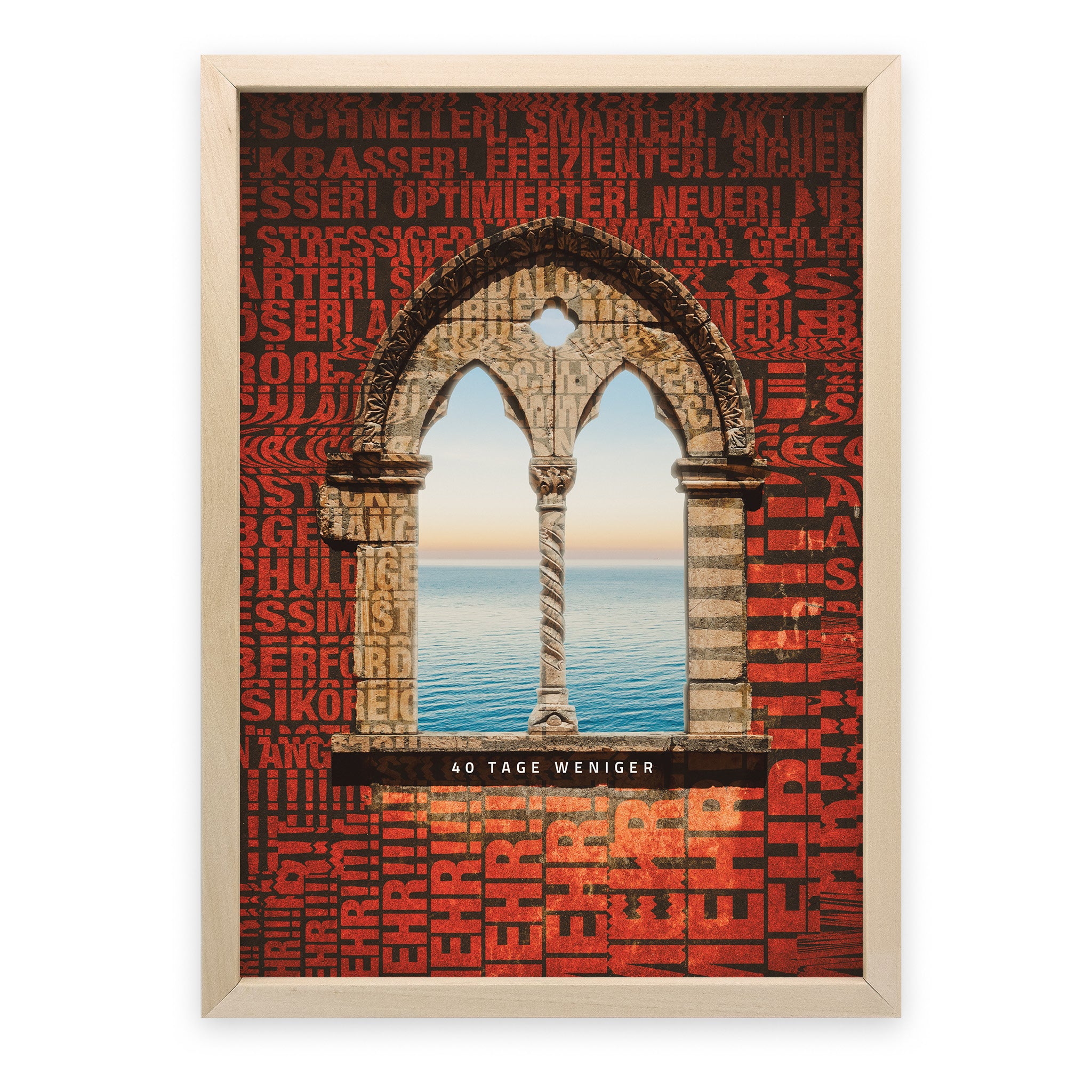 Poster 40 Tage weniger. Motiv Fenster Fastenzeit