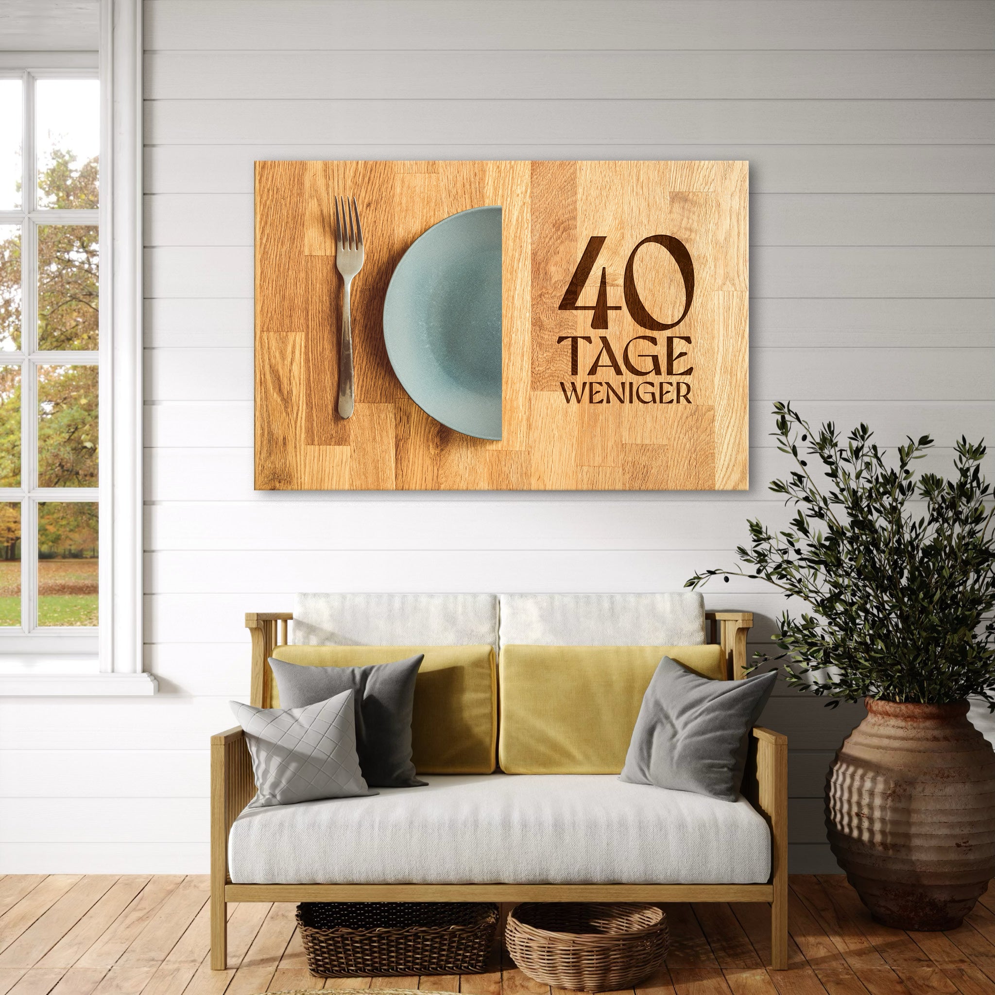 Leinwand 40 Tage weniger. Motiv Halber Teller Fastenzeit