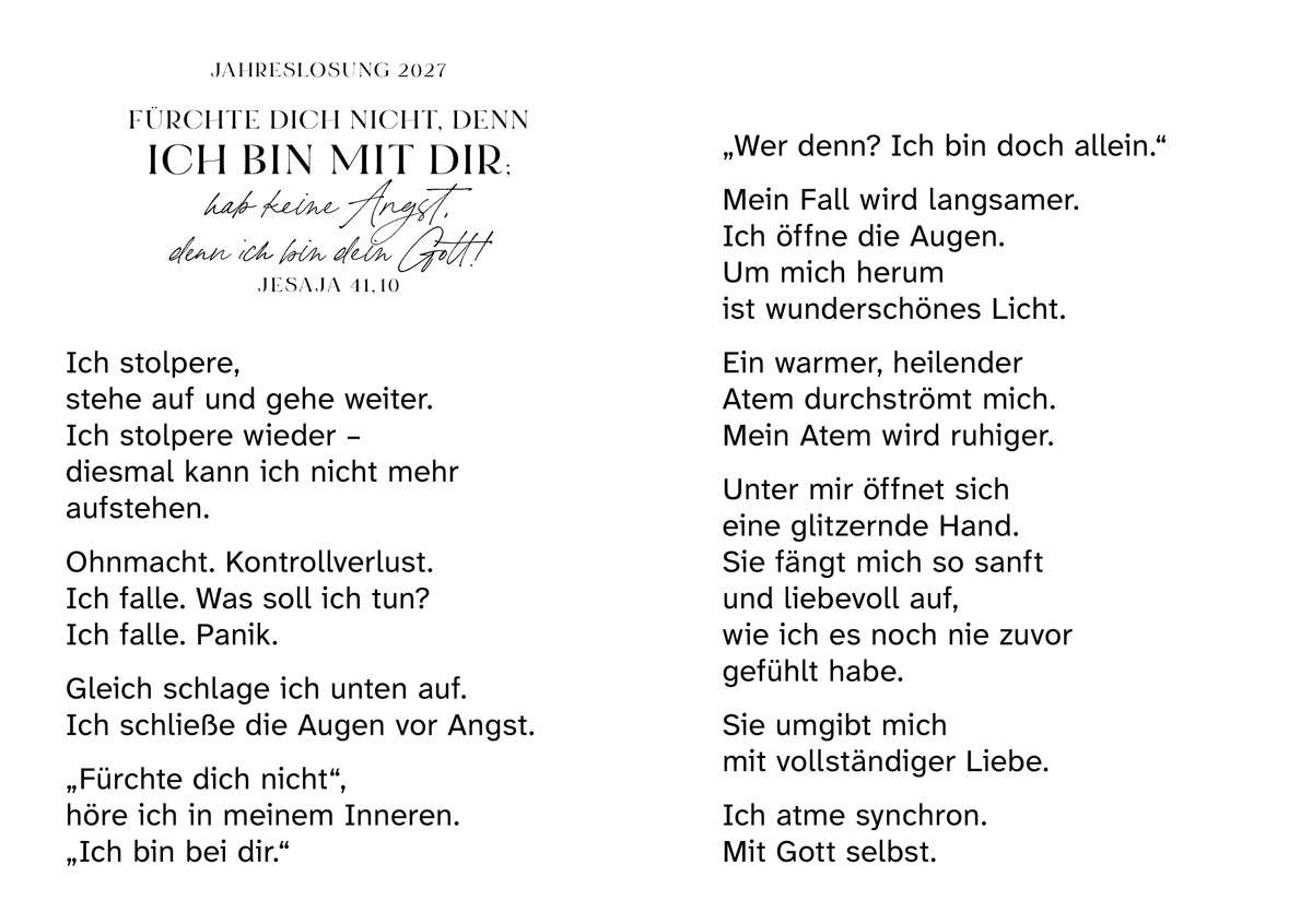 Grußkarte Jahreslosung 2027 Motiv Hand Gottes mit Großdruck Text