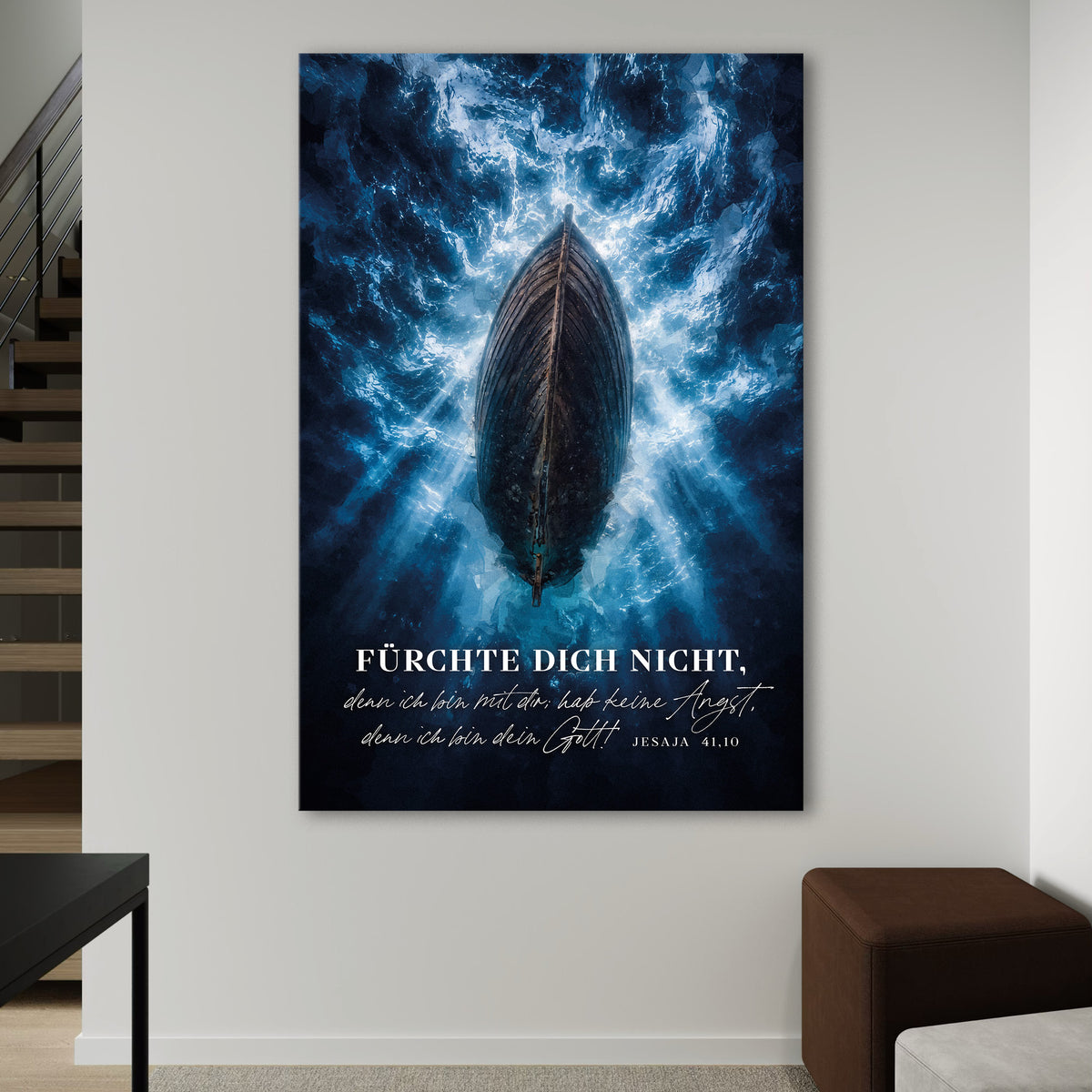 Christliche Wandbilder als Leinwand zur Jahreslosung 2027 (Jesaja 41,10 (E)): Fürchte dich nicht, denn ich bin mit dir; hab keine Angst, denn ich bin dein Gott!
