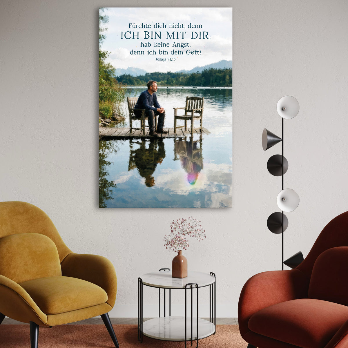 Christliche Wandbilder als Leinwand zur Jahreslosung 2027 (Jesaja 41,10 (E)): Fürchte dich nicht, denn ich bin mit dir; hab keine Angst, denn ich bin dein Gott!