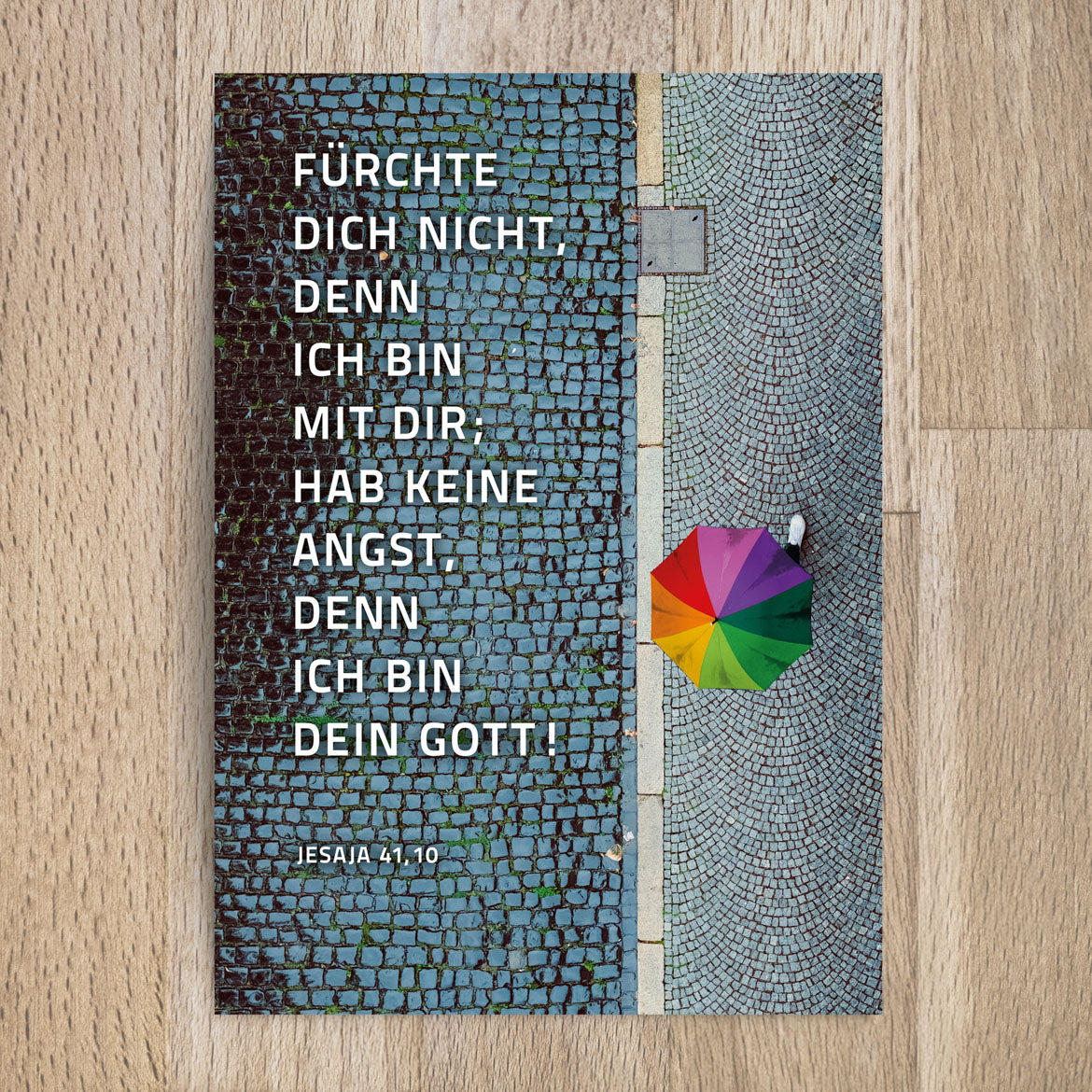 Postkarte Jahreslosung 2027 Motiv Regenschirm