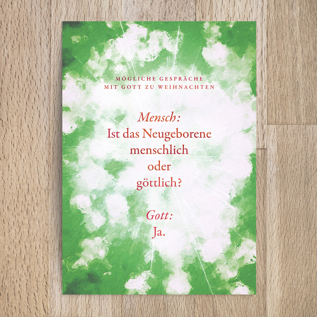 Postkarte Ist das Neugeborene menschlich oder göttlich?